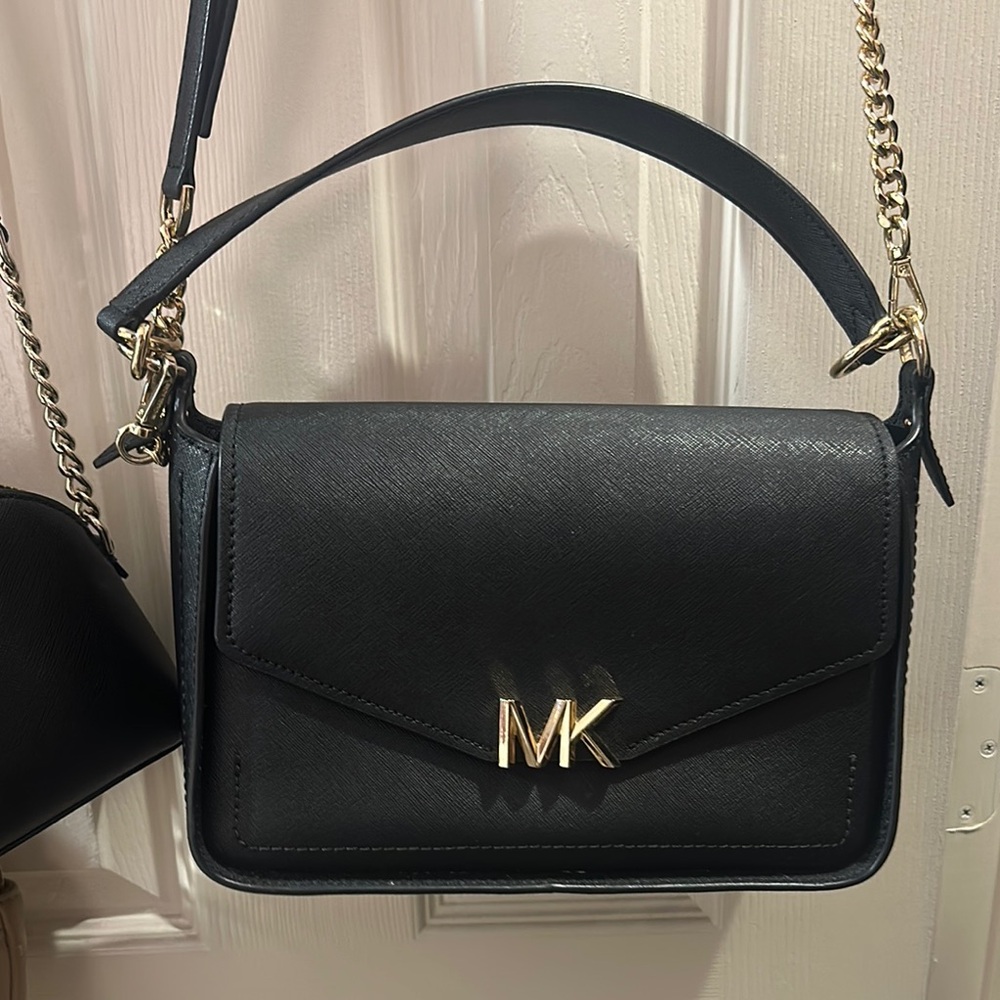 Michael Kors Black and Gold Shoulder Bag with Chain Strap